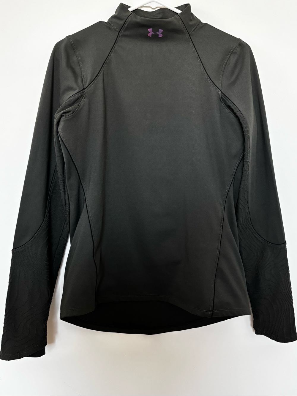 Under Armour olive green  Long-Sleeve Performance Top with Purple Logo